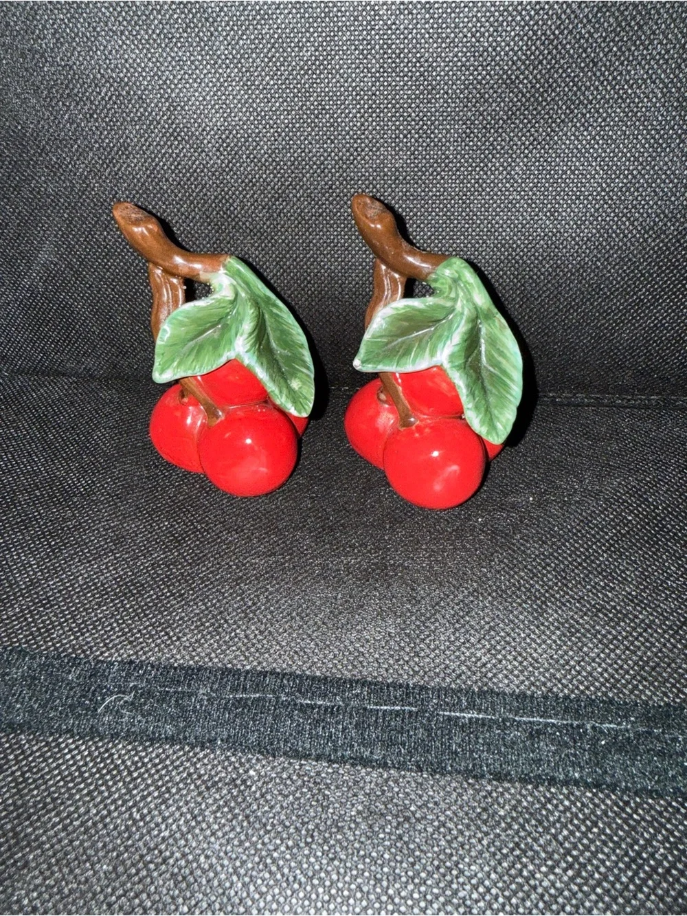 Ceramic Red Cherry Salt and Pepper Shaker Hand painted  Set #5